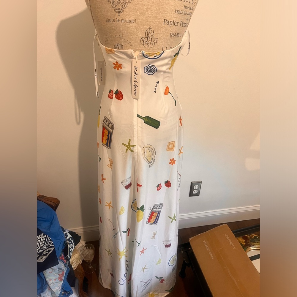 For Love & Lemons White Strapless Maxi Dress with Multicolor Print - Picture 4 of 5